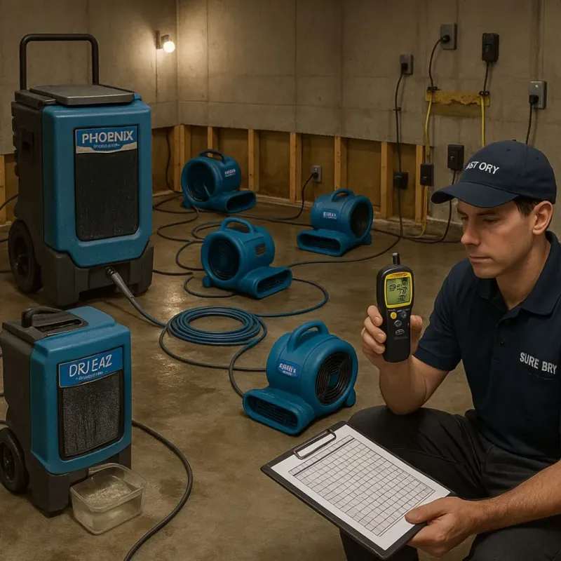 Structural Drying and Dehumidification process in Princeville, NC